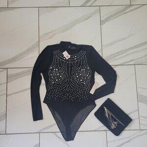 Gorgeous Bodycon Onepiece Bodysuit with Glitter/Beading accents in Size 2xl by